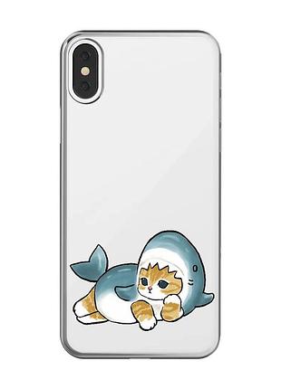 Прозрачный чехол на iphone x / xs :: котенок акула (принт 355)