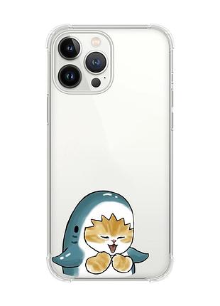 Чохол із потовщеними кутами на iphone 14 pro max :: котик акула (принт 376)