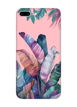 Матовый розовый чехол на apple iphone 7 plus / iphone 8 plus :: тропики (принт 372)