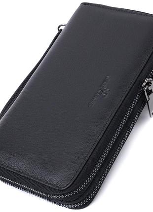 Стильный мужской клатч на два отделения из натуральной кожи st leather 22700 черный