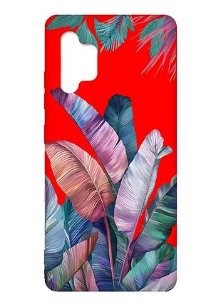 Матовый красный чехол на samsung galaxy a32 :: тропики (принт 372)