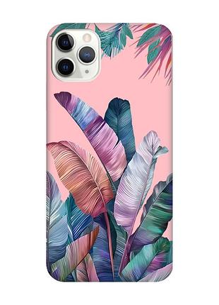 Матовый розовый чехол на iphone 11 pro (5.8) :: тропики (принт 372)