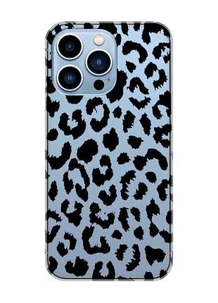 Прозорий чохол на apple iphone 13 pro max :: леопардовий принт (принт 374)
