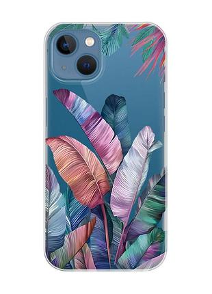 Прозрачный чехол на apple iphone 13 :: тропики (принт 372)