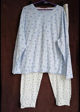 Костюм женский домашний с лонгом и штанами, котон, xl-2xl,  eur 48, 50-52,батл