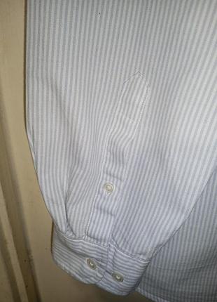 Натуральная 100% органик хлопок белый в голубую полоску мужская рубашка 2xl dressmann 5