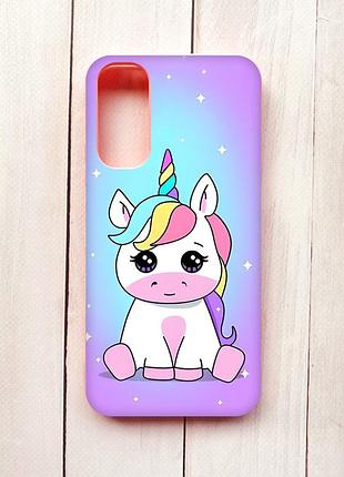 Матовый чехол с розовыми боками на samsung a34 5g :: единорог (принт 103)