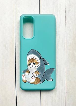 Матовий чохол на samsung galaxy m54 бірюзовий :: кошеня (принт 120)