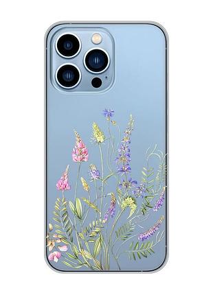Прозорий чохол на apple iphone 13 pro max :: квіткова ідилія (принт 382)