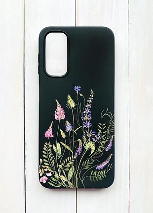 Матовый чехол на samsung galaxy a14 5g черный :: цветочная идиллия (принт 382)