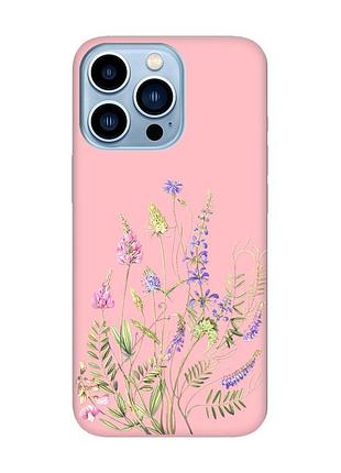 Матовый розовый чехол на apple iphone 13 pro max :: цветочная идиллия (принт 382)