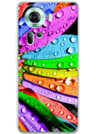 Чехол силиконовый с картинкой на oppo reno 11 5g (цветные листья)