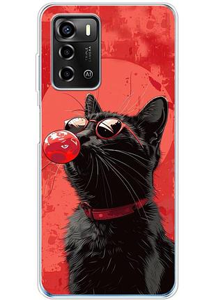 Чехол силиконовый с картинкой на zte blade a72 (стильный котик)