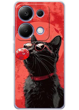 Чехол силиконовый с картинкой на xiaomi poco m6 pro (стильный котик)