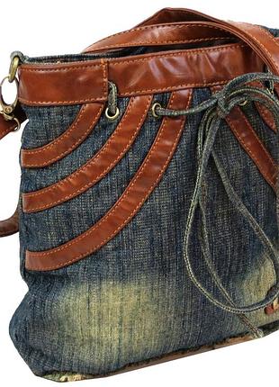 Джинсова сумка fashion jeans bag темно-синя