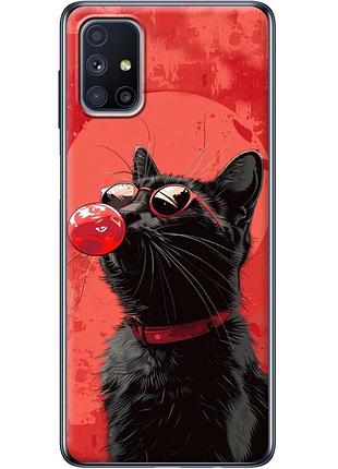 Чехол силиконовый с картинкой на samsung galaxy m51 (m515) (стильный котик)