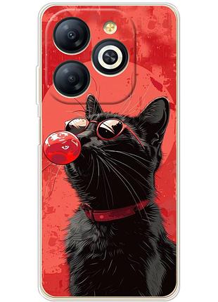 Чехол силиконовый с картинкой на infinix smart 8 plus (стильный котик)
