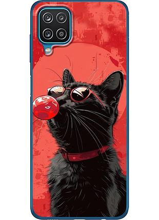 Чехол силиконовый с картинкой на samsung galaxy a12 (a125) (стильный котик)