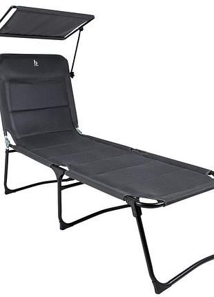 Ліжко розкладне bo-camp sun lounger with sunscreen 5 positions grey (1304492)