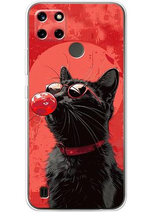 Чехол силиконовый с картинкой на realme c25y (стильный котик)