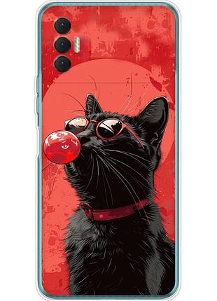 Чехол силиконовый с картинкой на tecno spark 8p (стильный котик)