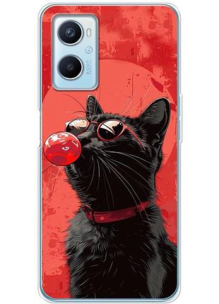 Чохол силіконовий з картинкою на oppo a96 (стильний котик)