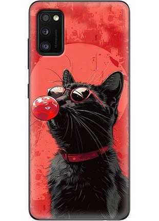 Чехол силиконовый с картинкой на samsung galaxy a41 (a415) (стильный котик)
