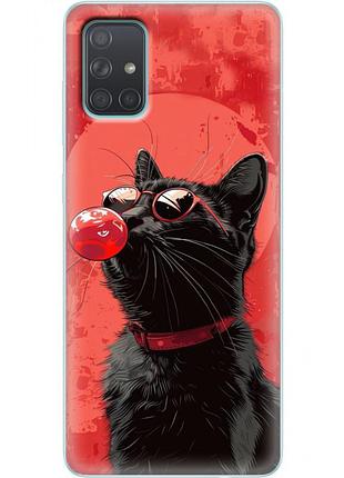 Чохол силіконовий з картинкою на samsung galaxy a71 (a715) (стильний котик)