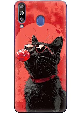 Чехол силиконовый с картинкой на samsung galaxy m30 (m305) (стильный котик)