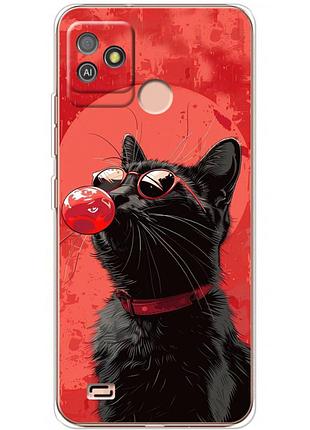 Чехол силиконовый с картинкой на tecno pop 5 go (стильный котик)