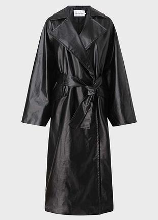 Жіночій чорний тренч glossy trench coat calvin klein jeans, розмір xs, оверсайз