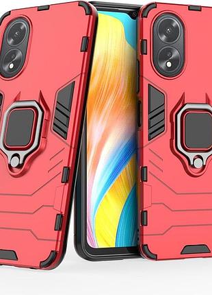 Чехол fiji ring для oppo a38 (cph2579) бронированный бампер с кольцом подставкой красный