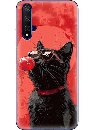 Чохол силіконовий з картинкою на huawei honor 20 (стильний котик)