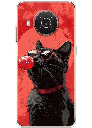 Чохол силіконовий з картинкою на nokia x20 (стильний котик)