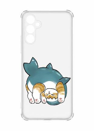 Чохол з потовщеними кутами на samsung galaxy a55 (a556) :: котик акула (принт 378)