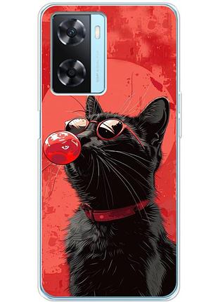 Чохол силіконовий з картинкою на oppo a57s (стильний котик)