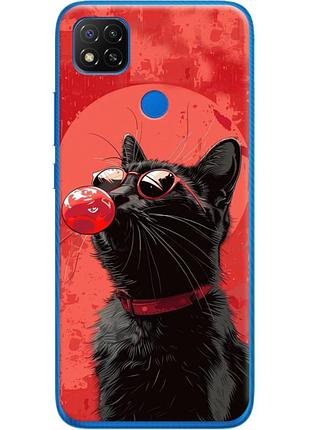 Чохол силіконовий з картинкою на xiaomi redmi 9c (стильний котик)