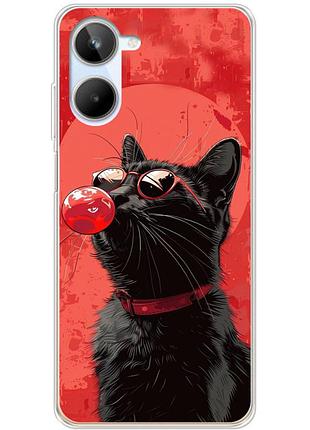 Чехол силиконовый с картинкой на realme 10 4g (стильный котик)