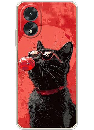 Чохол силіконовий з картинкою на oppo a38 4g (стильний котик)