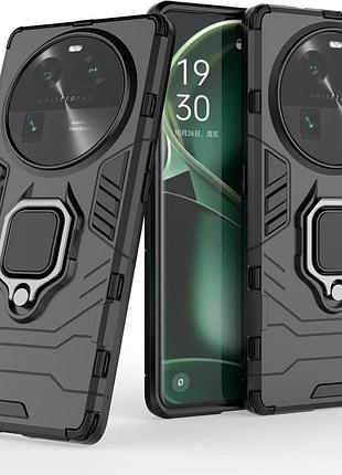 Чохол fiji ring для oppo find x6 броньований бампер з кільцем підставкою чорний