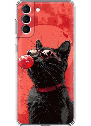 Чехол силиконовый с картинкой на samsung galaxy s21 fe (g990) (стильный котик)