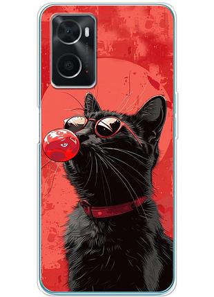 Чехол силиконовый с картинкой на oppo a76 (стильный котик)