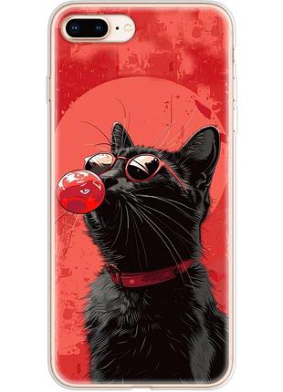 Чохол силіконовий з картинкою на iphone 7 plus (стильний котик)