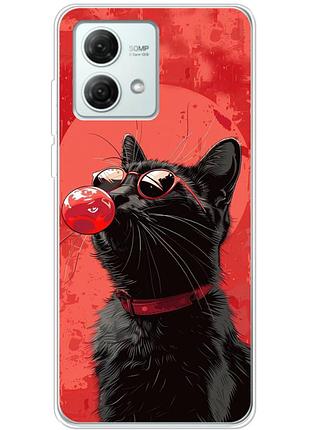 Чехол силиконовый с картинкой на motorola g84 (стильный котик)