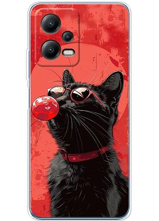 Чехол силиконовый с картинкой на xiaomi poco x5 5g (стильный котик)