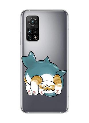 Прозрачный чехол на xiaomi mi 10t/mi 10t pro :: котенок акула (принт 378)