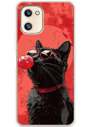 Чехол силиконовый с картинкой на umidigi a13s (стильный котик)