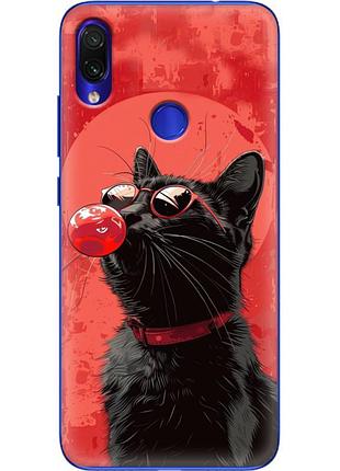Чохол силіконовий з картинкою на xiaomi redmi note 7 (стильний котик)