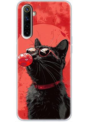 Чохол силіконовий з картинкою на realme 6 (стильний котик)