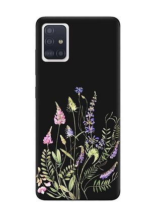 Матовий чорний чохол на samsung galaxy a71 / a715 :: квіткова ідилія (принт 382)